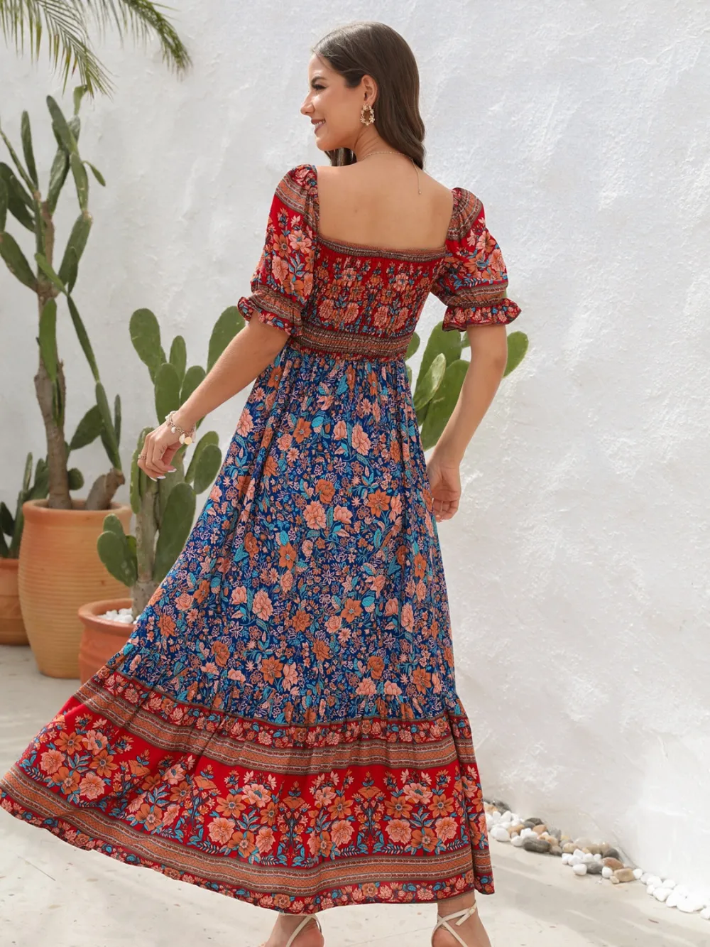 Floral Flounce Sleeve Midi Dress, image 11