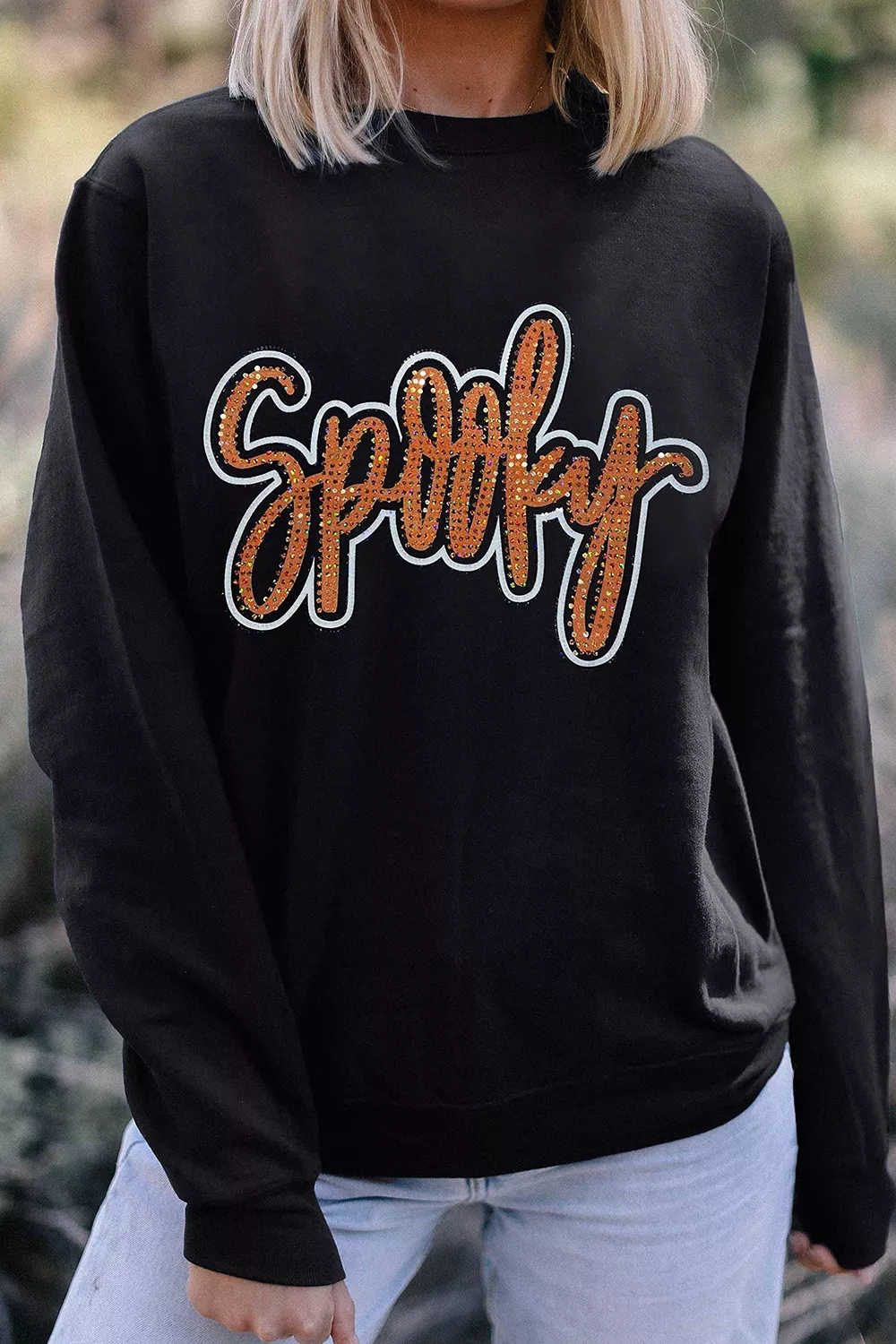 Spooky Rhinestone Drop Shoulder Sweatshirt, image 4