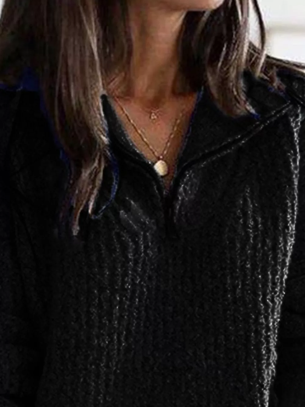 Full Size Half-Zip Textured Sweater Plus Size, image 4