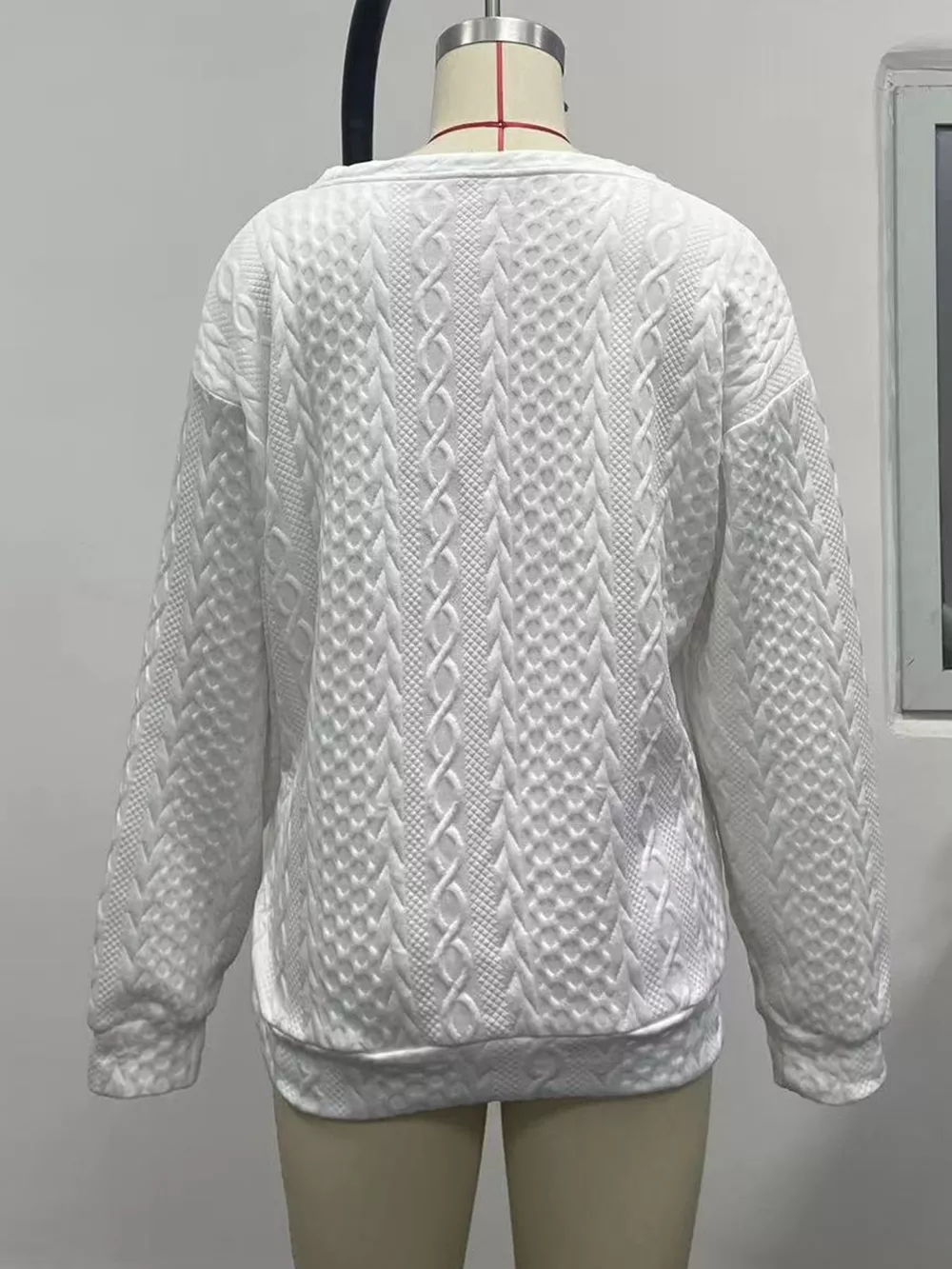 Textured Knit Crewneck Sweatshirt, image 8