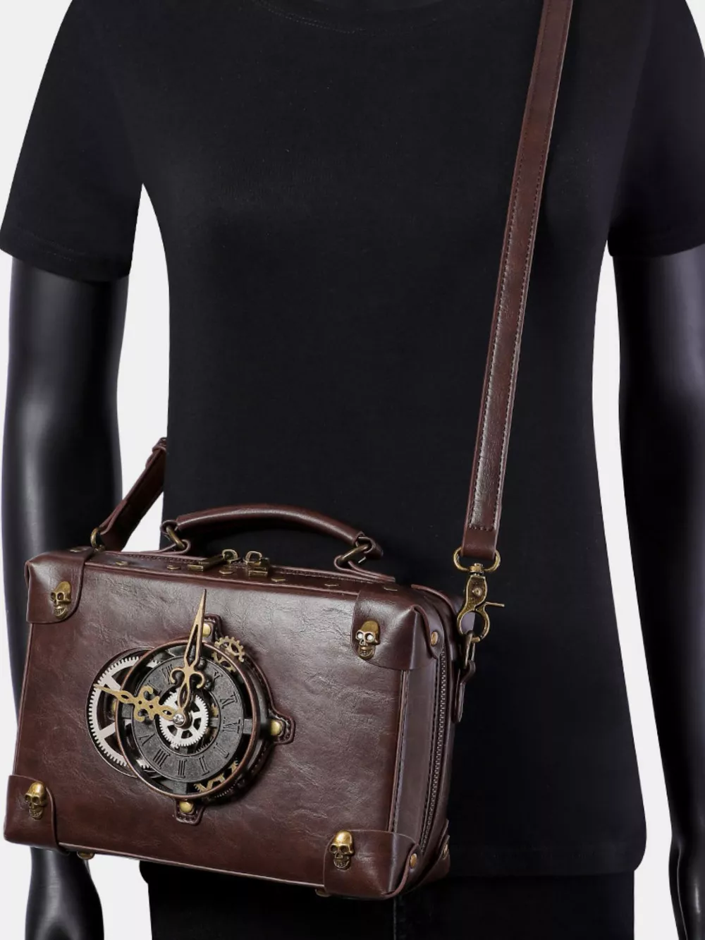 Steampunk Clockwork Design Crossbody Bag, image 10