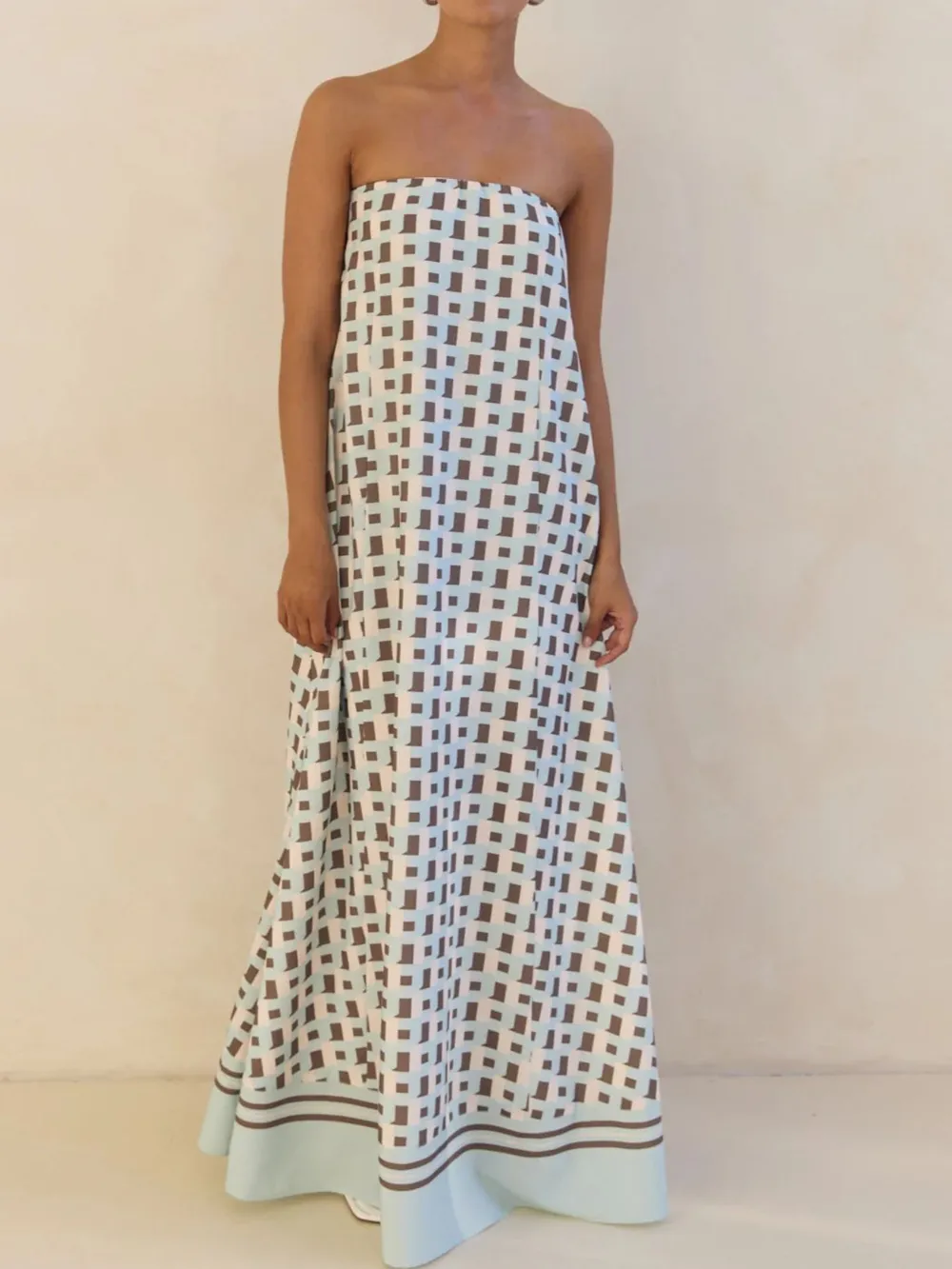 Smocked Printed Tube Maxi Dress, image 19