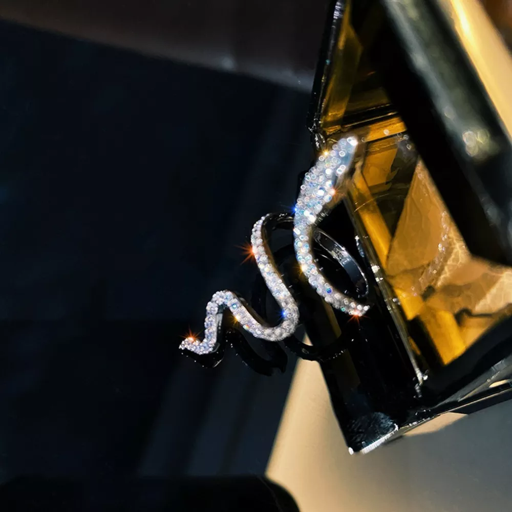 925 Sterling Silver Zircon Snake Bypass Ring, image 3
