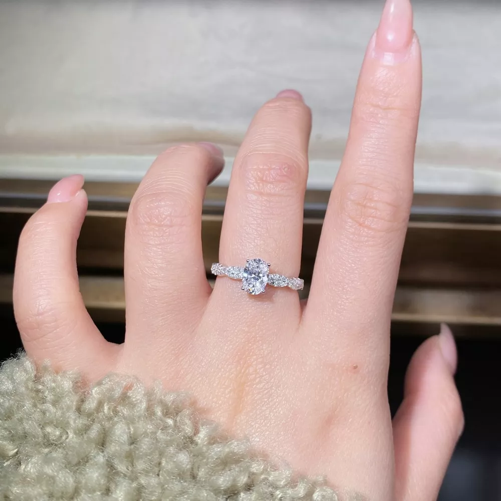 Cultivating High-Carbon Diamond 925 Sterling Silver Oval Ring, image 2