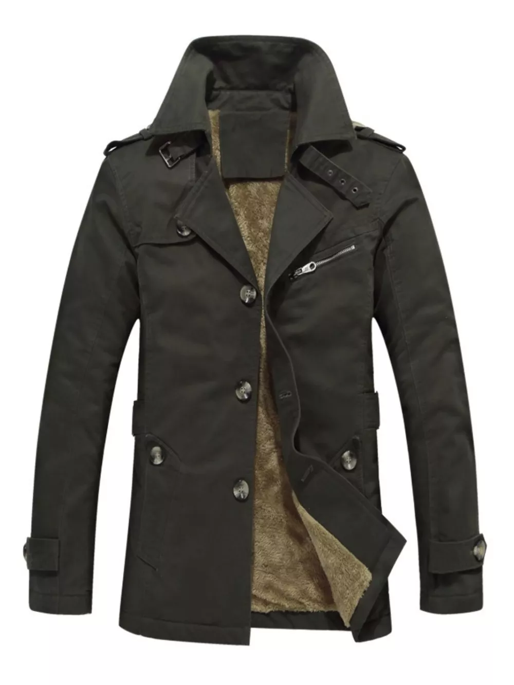 Men's Plus Size Button Up Long Sleeve Coat, image 5