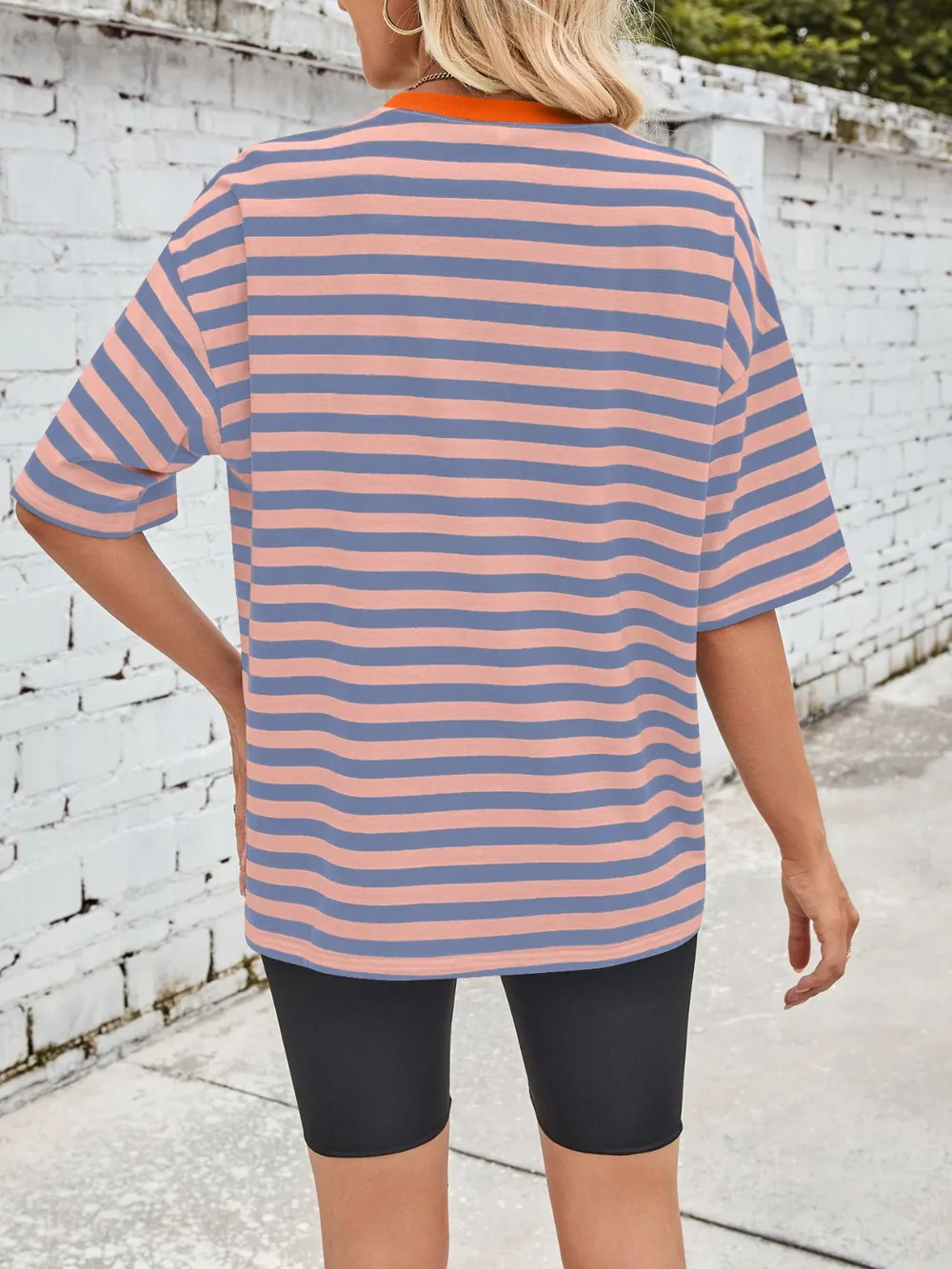 Striped Round Neck Half Sleeve T-Shirt, image 18