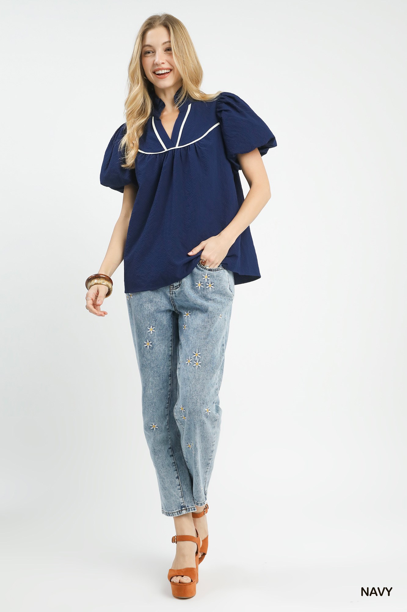 Textured Puff Sleeve Blouse, image 3
