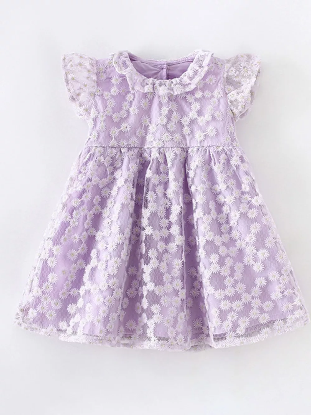 Children's Floral Lace Ruffle Sleeve Party Dress, image 2