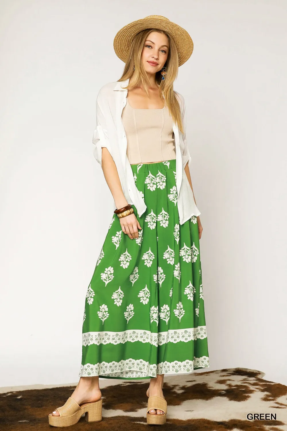 Floral Pleated Wide-Leg Pants, image 4
