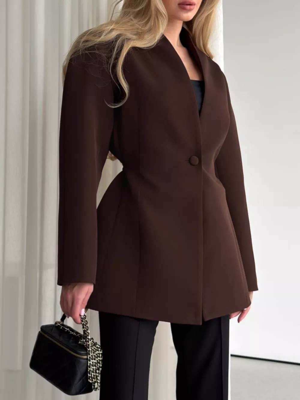 One Button Long Sleeve Blazer, image 10