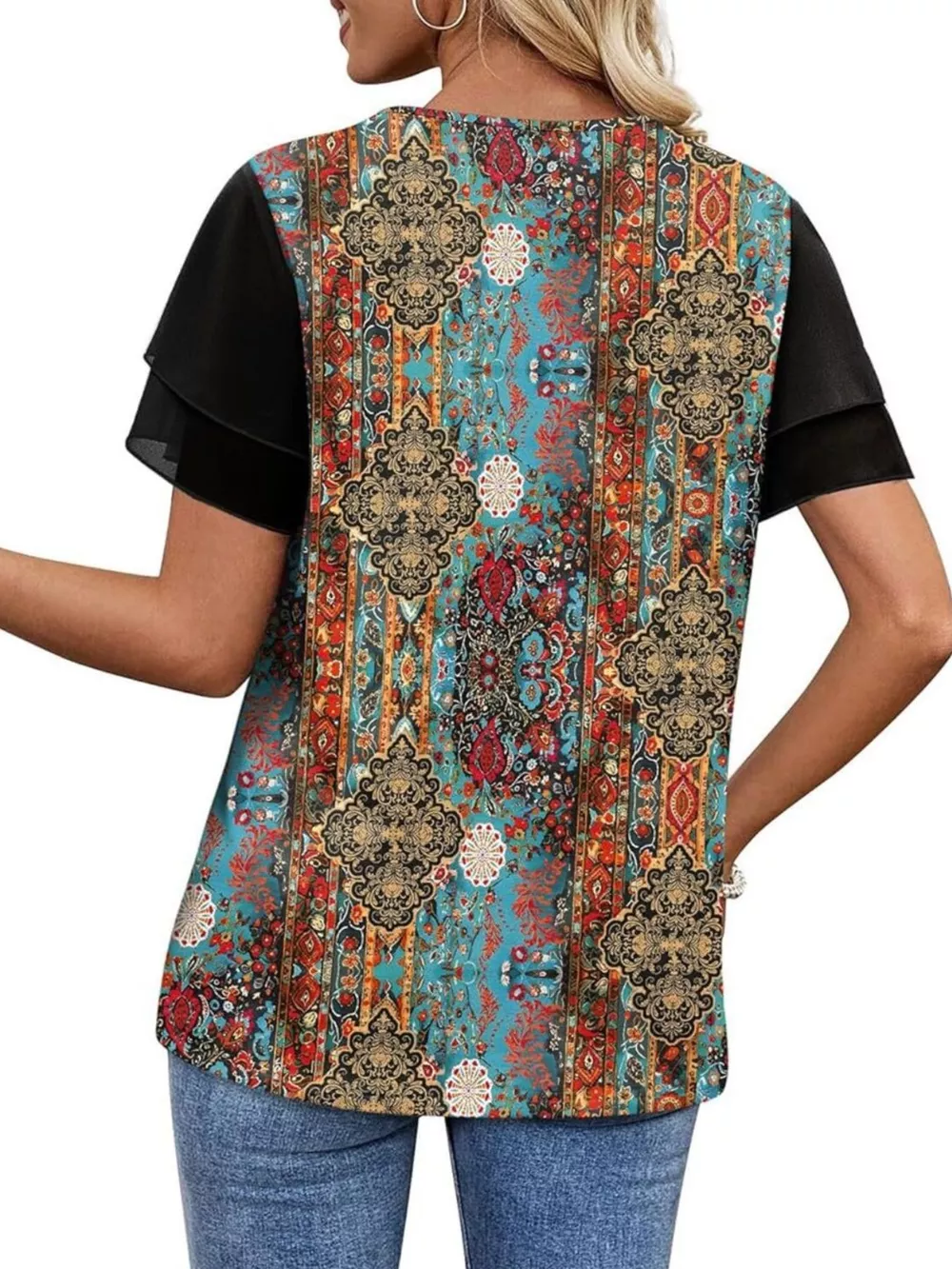 Layered Short Sleeve Round Neck T-Shirt, image 12