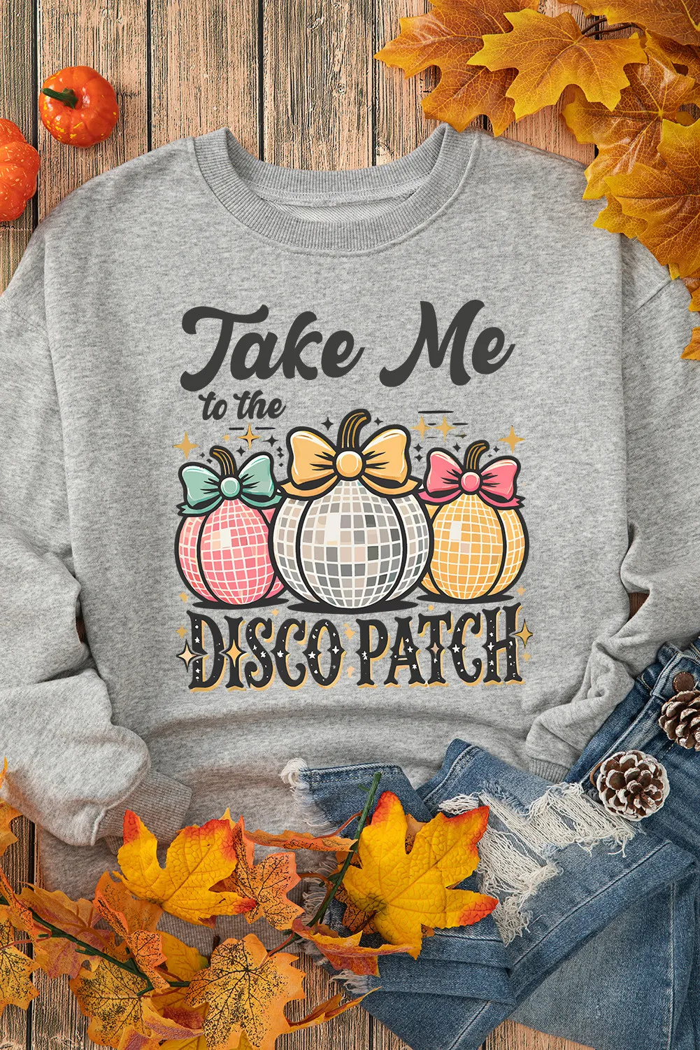 Graphic Round Neck Long Sleeve Sweatshirt, image 3