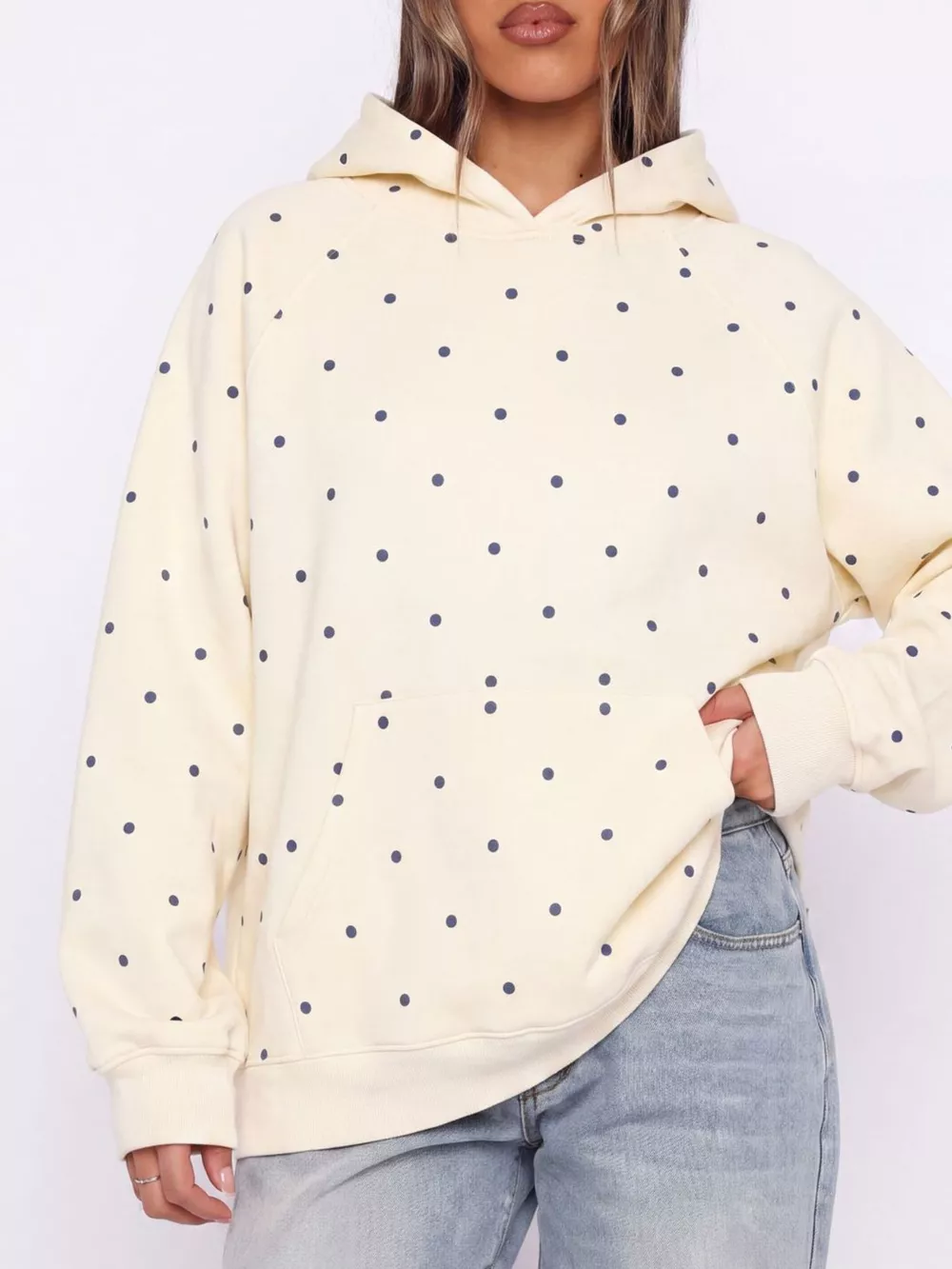 Polka Dot Raglan Sleeve Hoodie, image 6