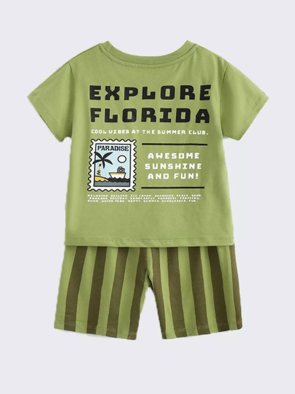 Children's Stamp Graphic Tee & Striped Shorts Set, image 5