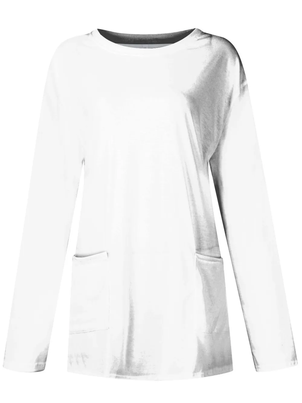 Full Size Pocketed Round Neck Long Sleeve T-Shirt, image 8