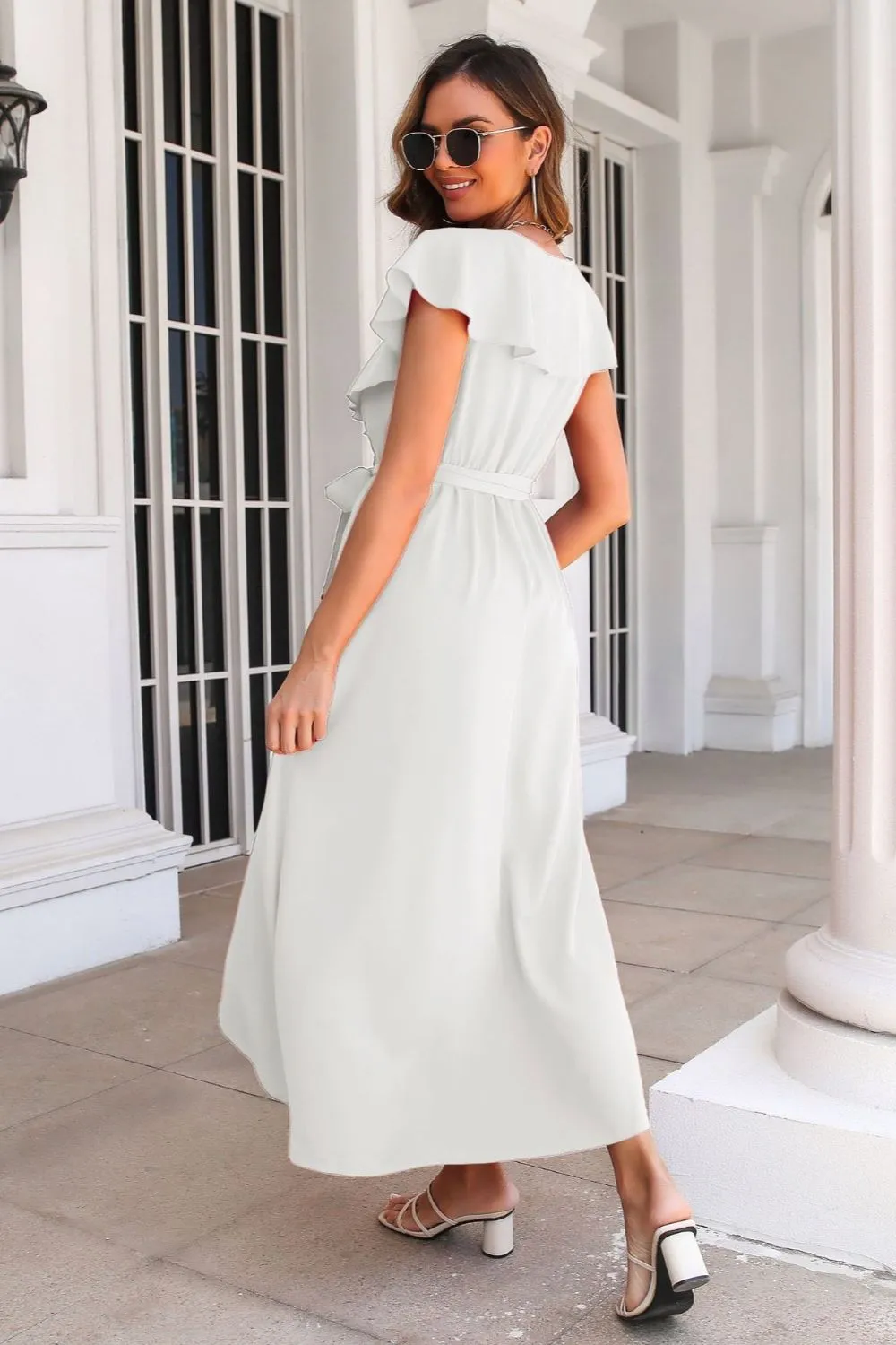 Tied Front Ruffled Short Sleeve Midi Dress, image 27