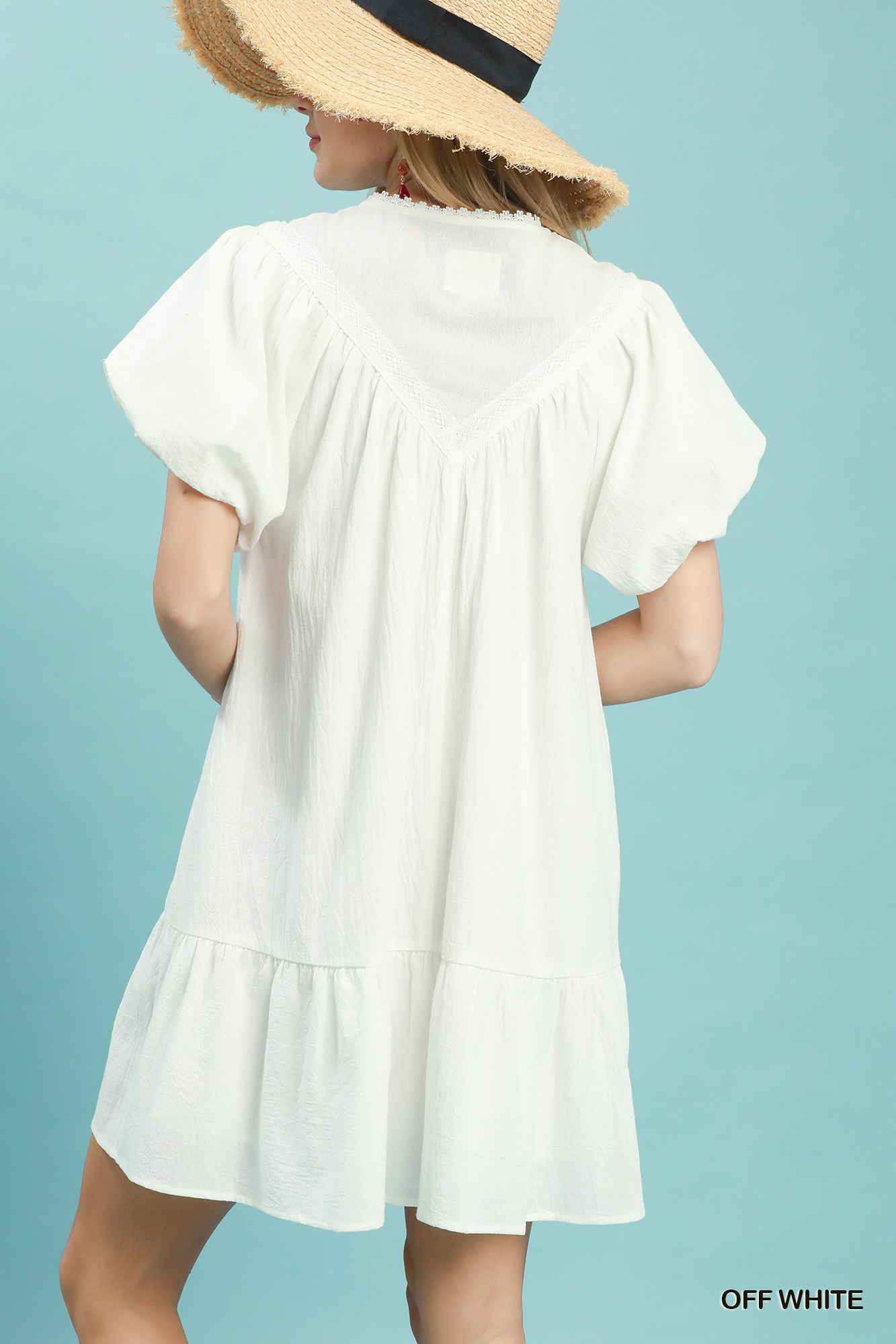 Flutter Sleeve Tassel Tie Ruffle Hem Mini Dress, image 3
