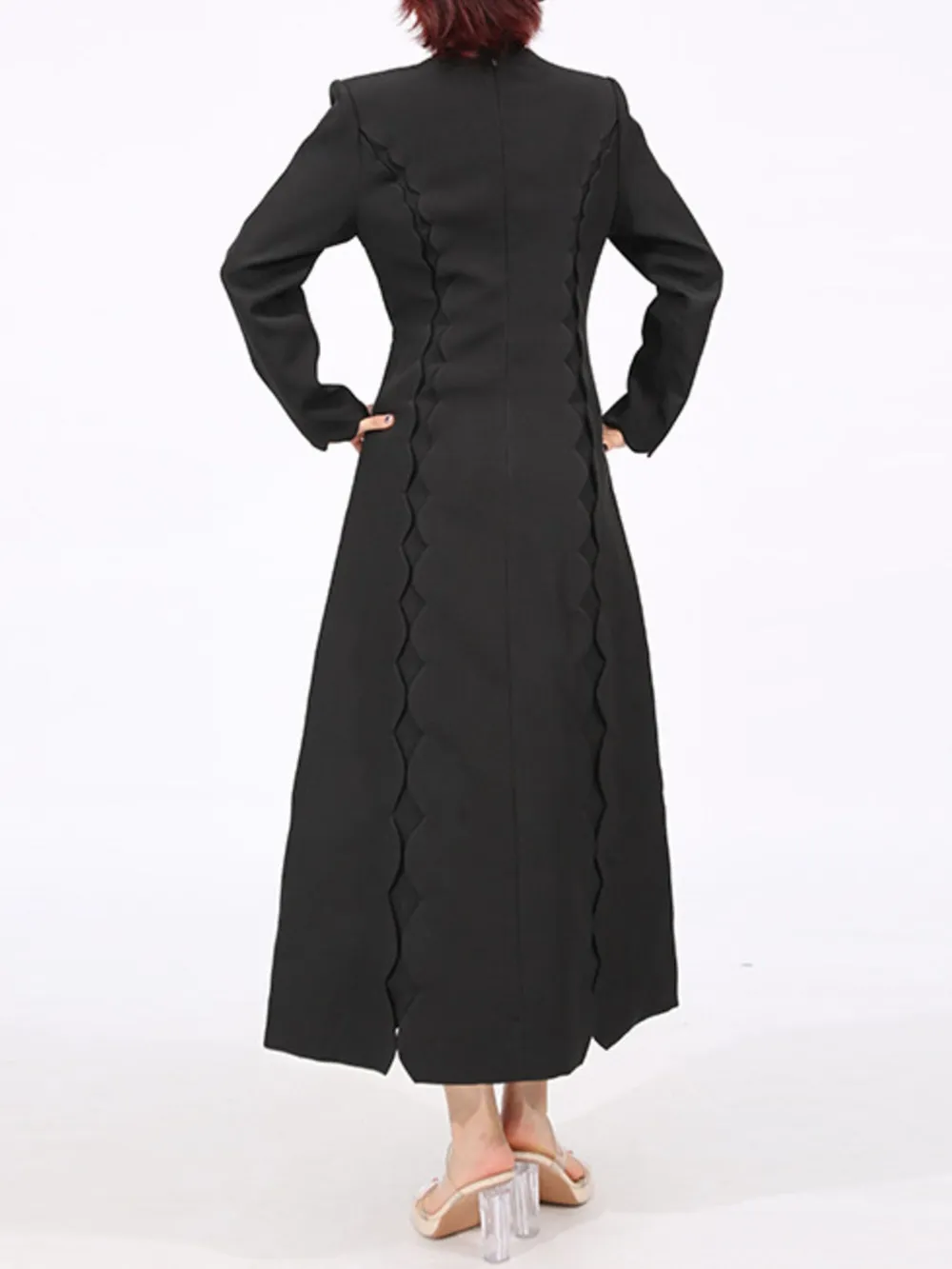 Long Sleeve Bow Front Midi Dress, image 7