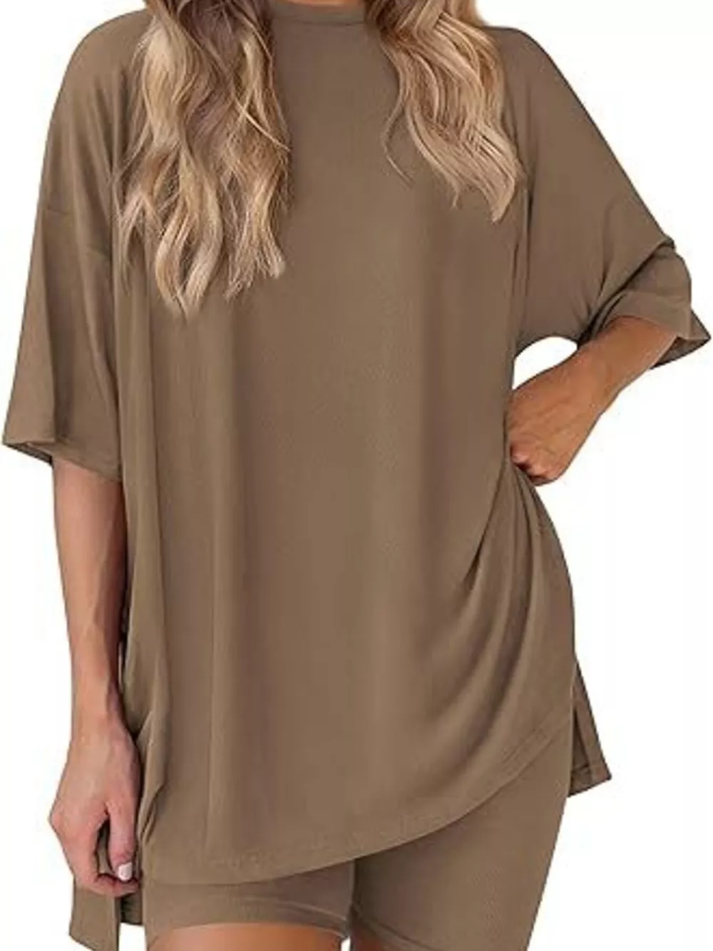Full Size Half Sleeve T-Shirt and Shorts Set Plus Size, image 24