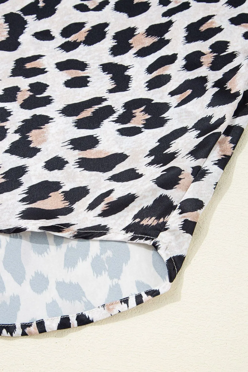 Leopard Print Buttoned 3/4 Sleeve Loose Fit Shirt, image 7