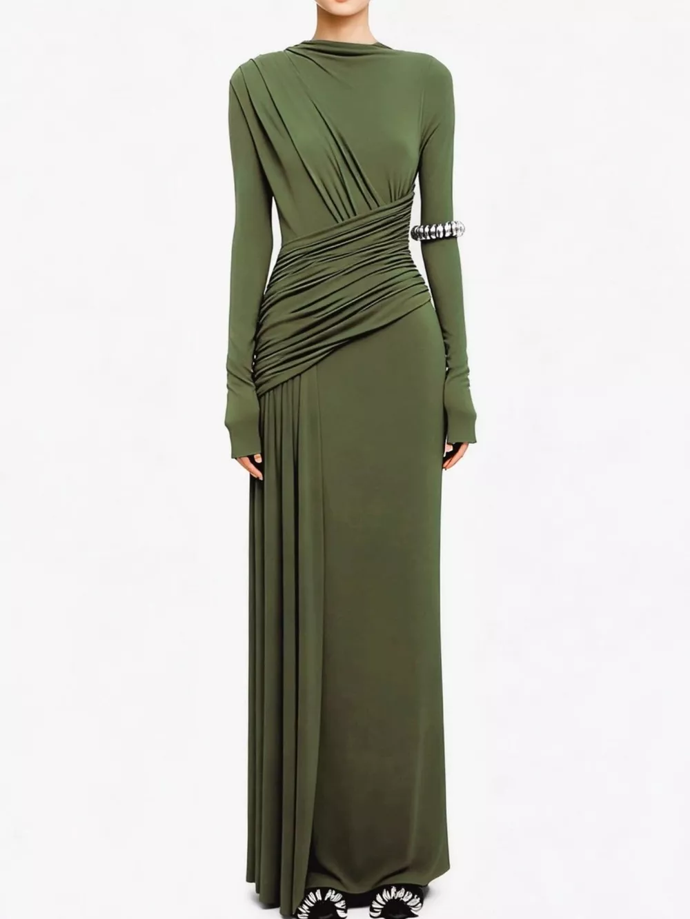 Ruched Long Sleeve Maxi Dress, image 13