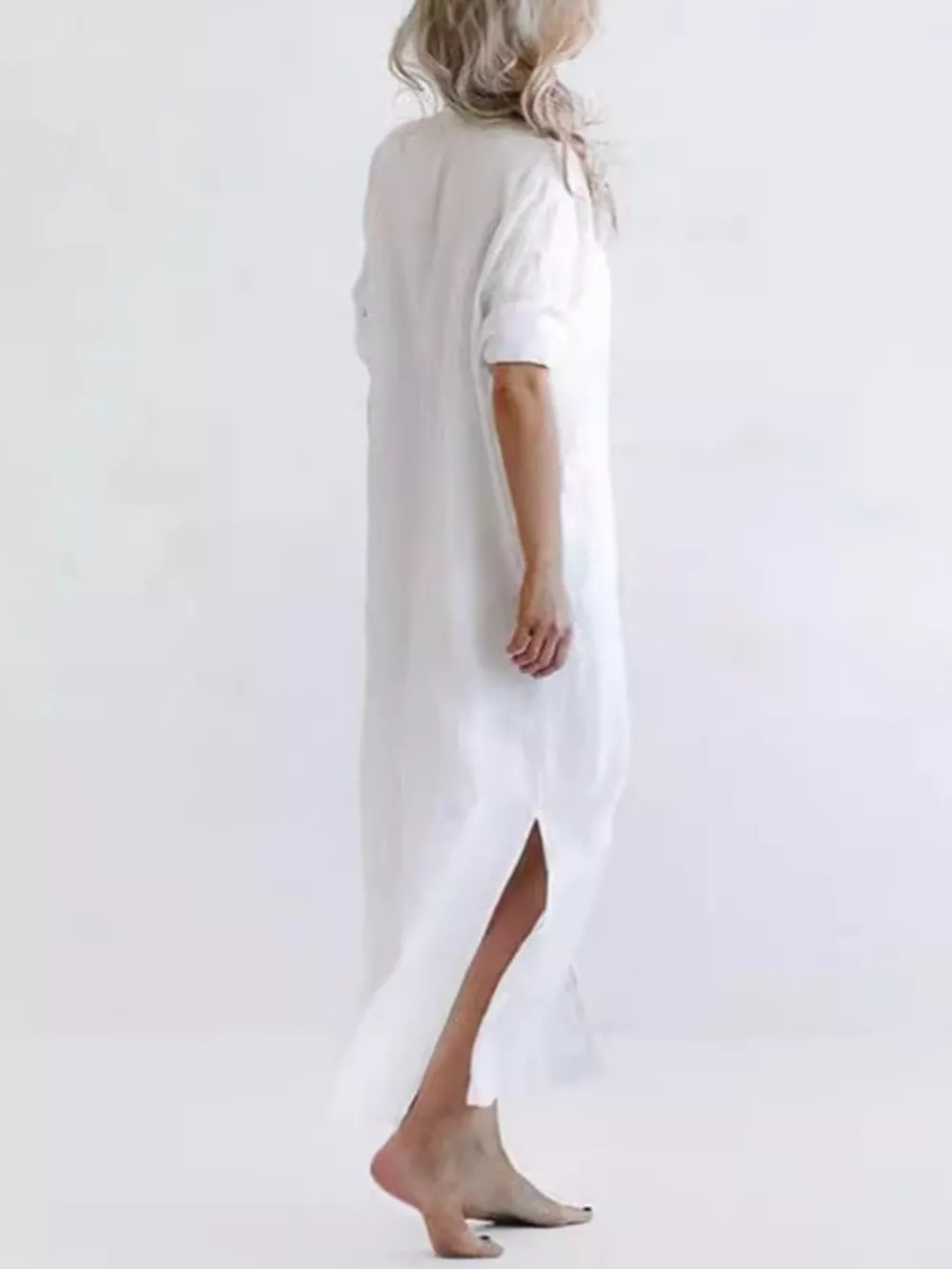 Full Size Casual Button-Down Maxi Shirt Dress Plus Size, image 6