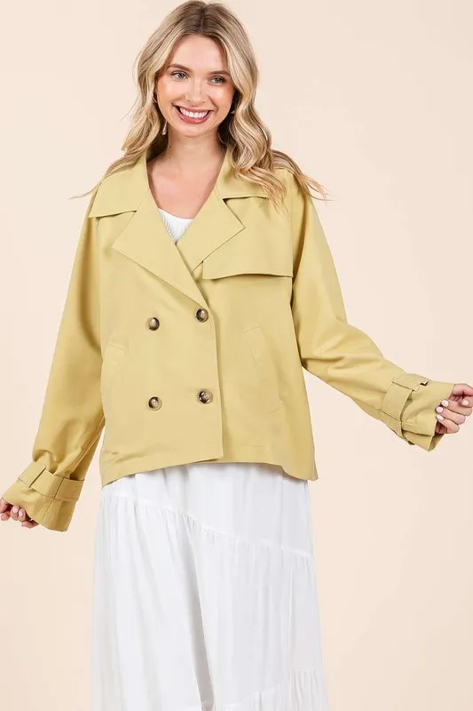 Double Breasted Long Sleeve Trench Coat Jacket, image 5
