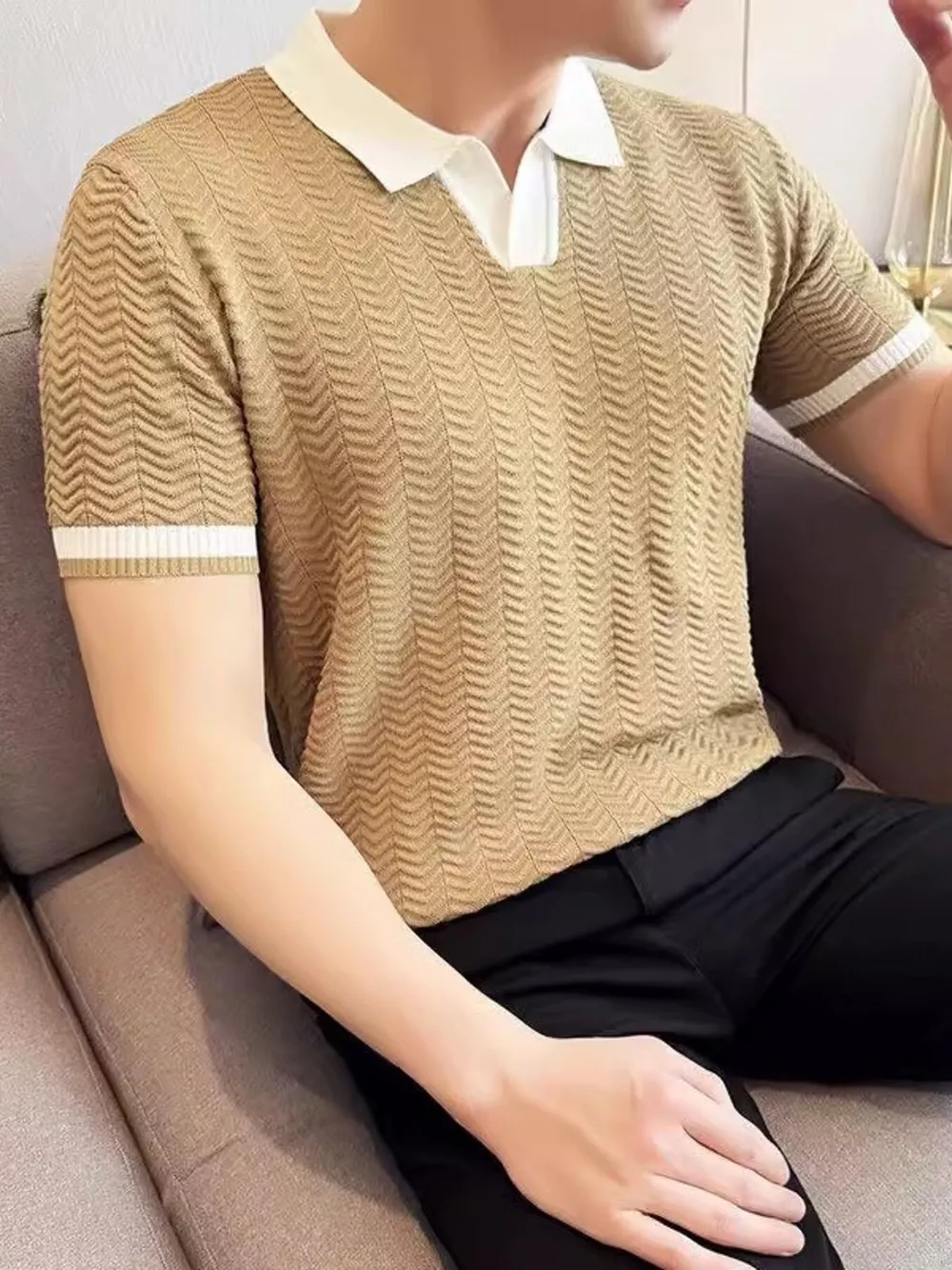 Men's Plus Size Contrast Trim Short Sleeve Polo, image 3