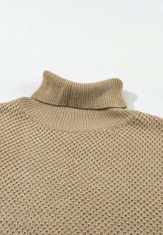 Solid Color Turtleneck Short Sleeve Sweater, image 7