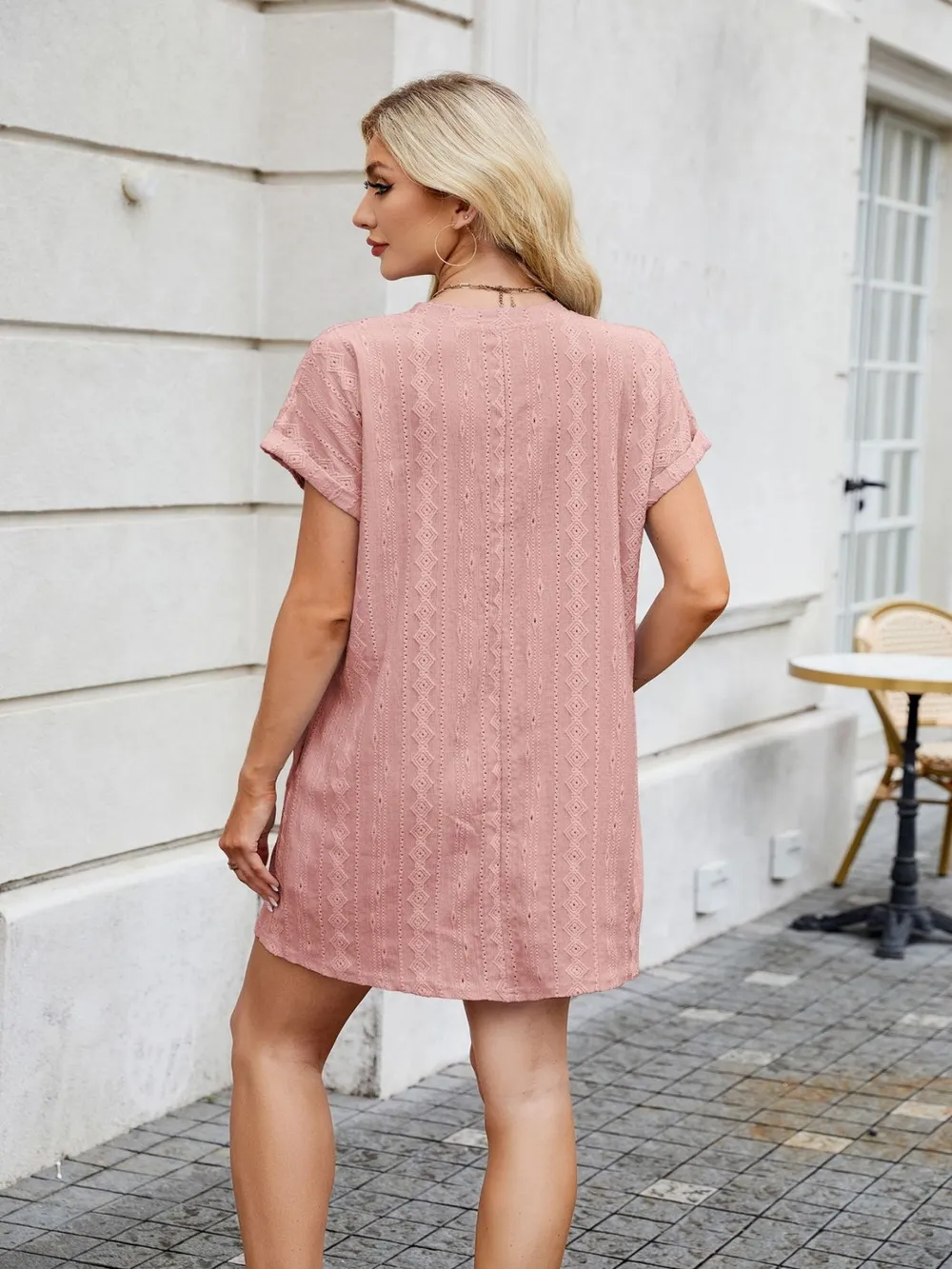 Round Neck Short Sleeve Mini Dress, image 5