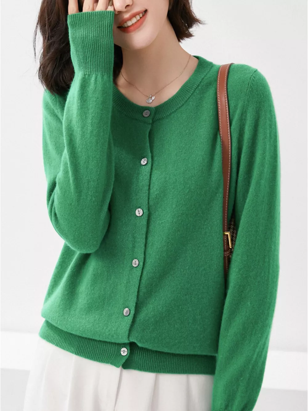 Classic Crew Neck Knit Cardigan, image 30
