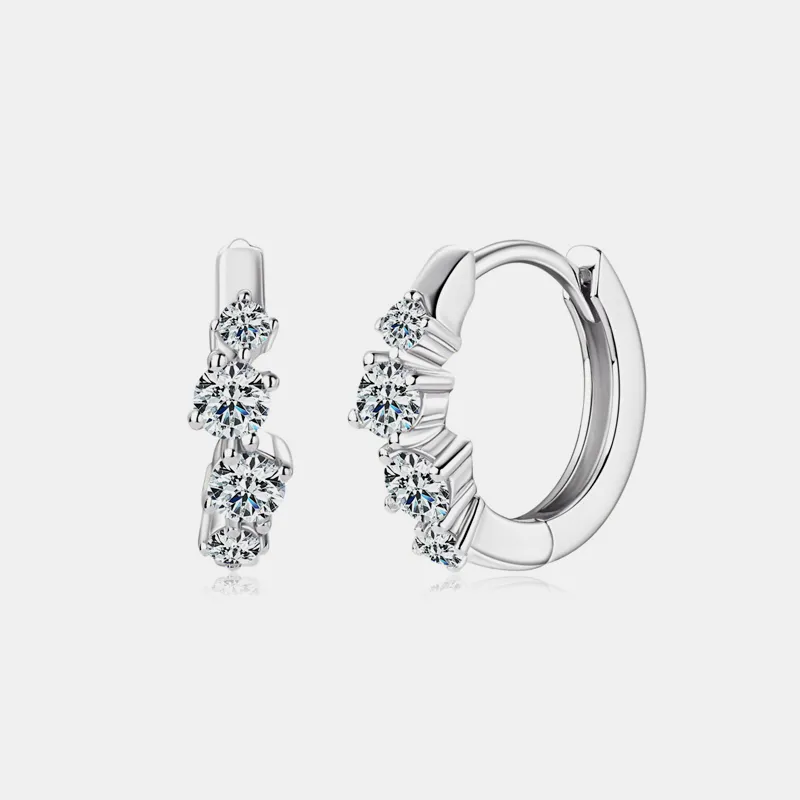 925 Sterling Silver Moissanite Huggie Earrings, image 7