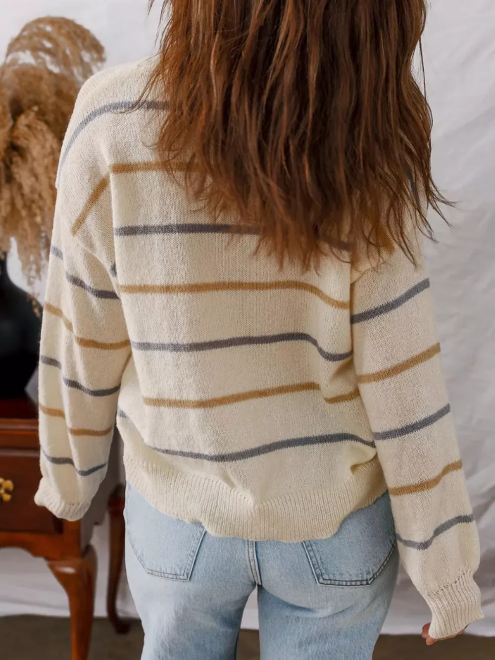 Striped Knit Round Neck Sweater, image 4