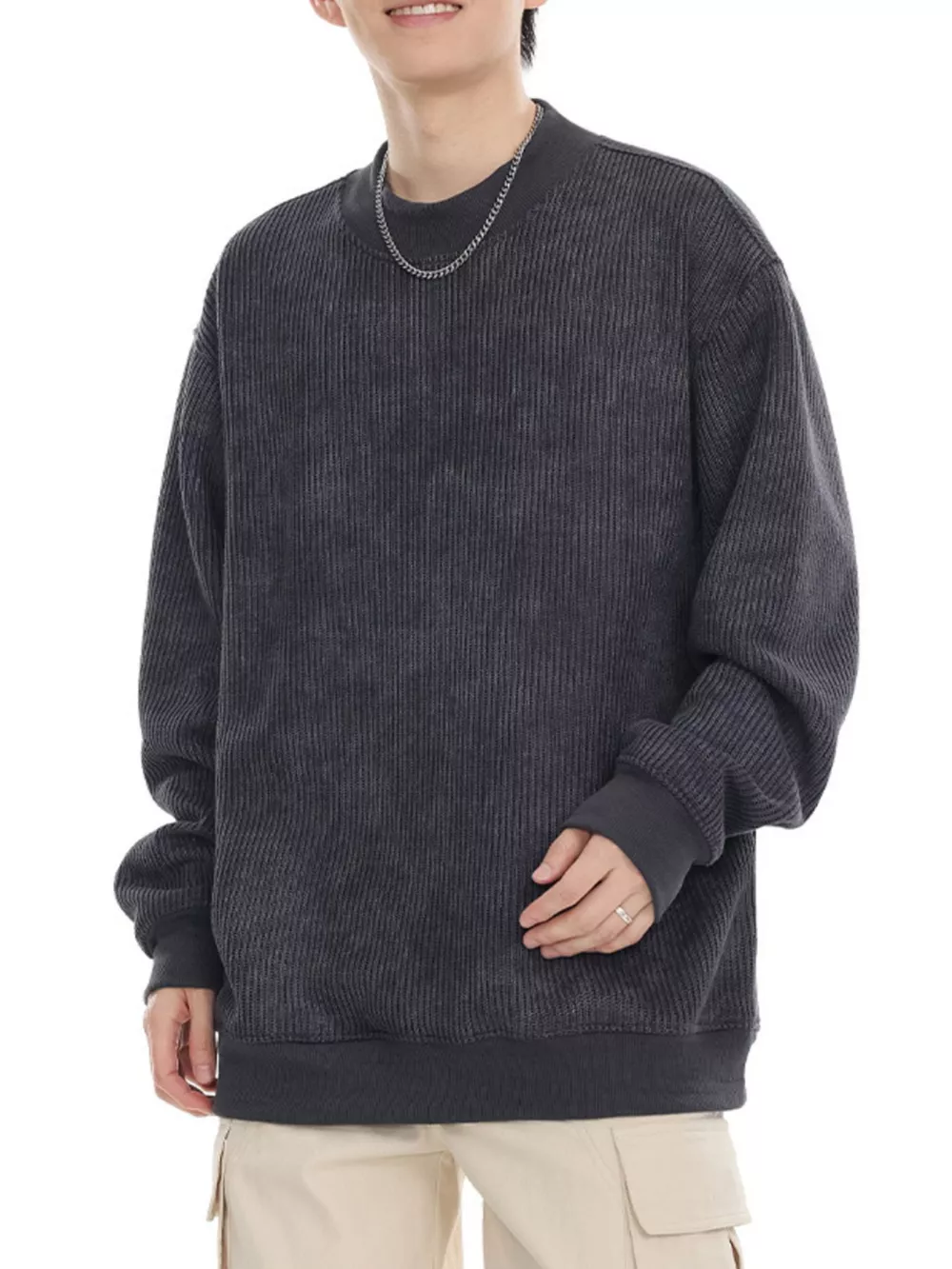 Men's Plus Size Round Neck Long Sleeve Sweatshirt, image 2