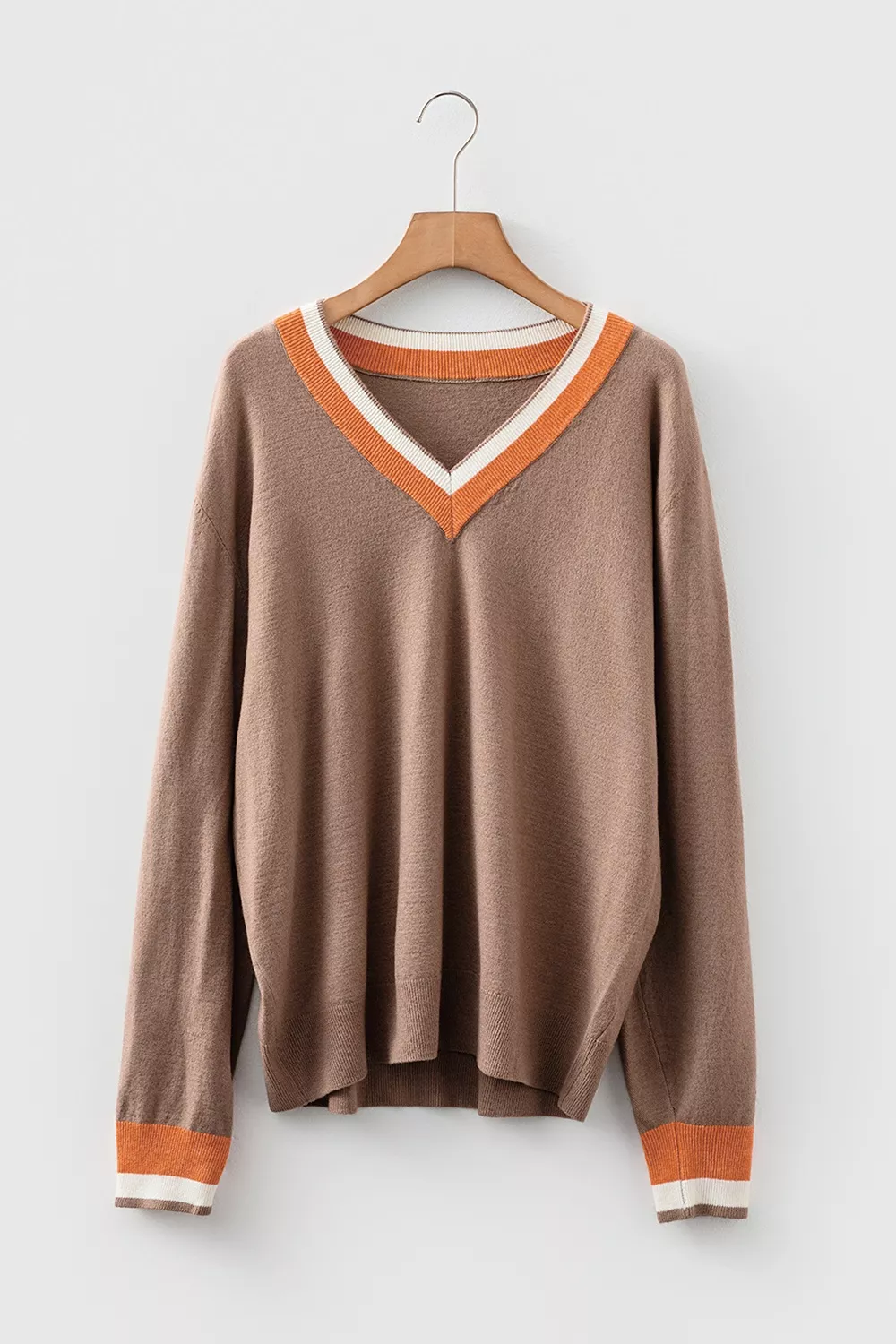 Contrast Trim V-Neck Sweater, image 6