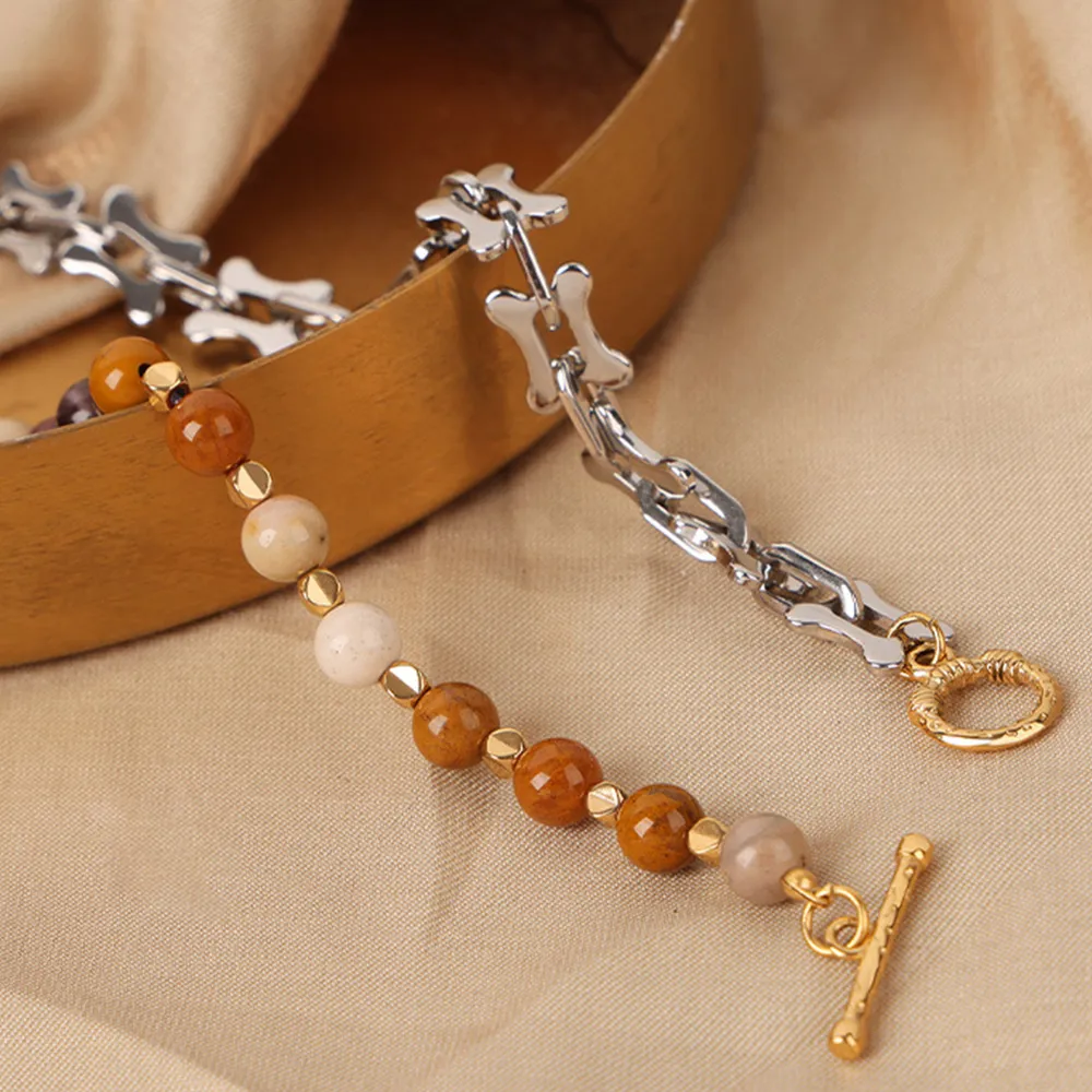 Titanium Steel Egg Yolk Stone Necklace, image 2