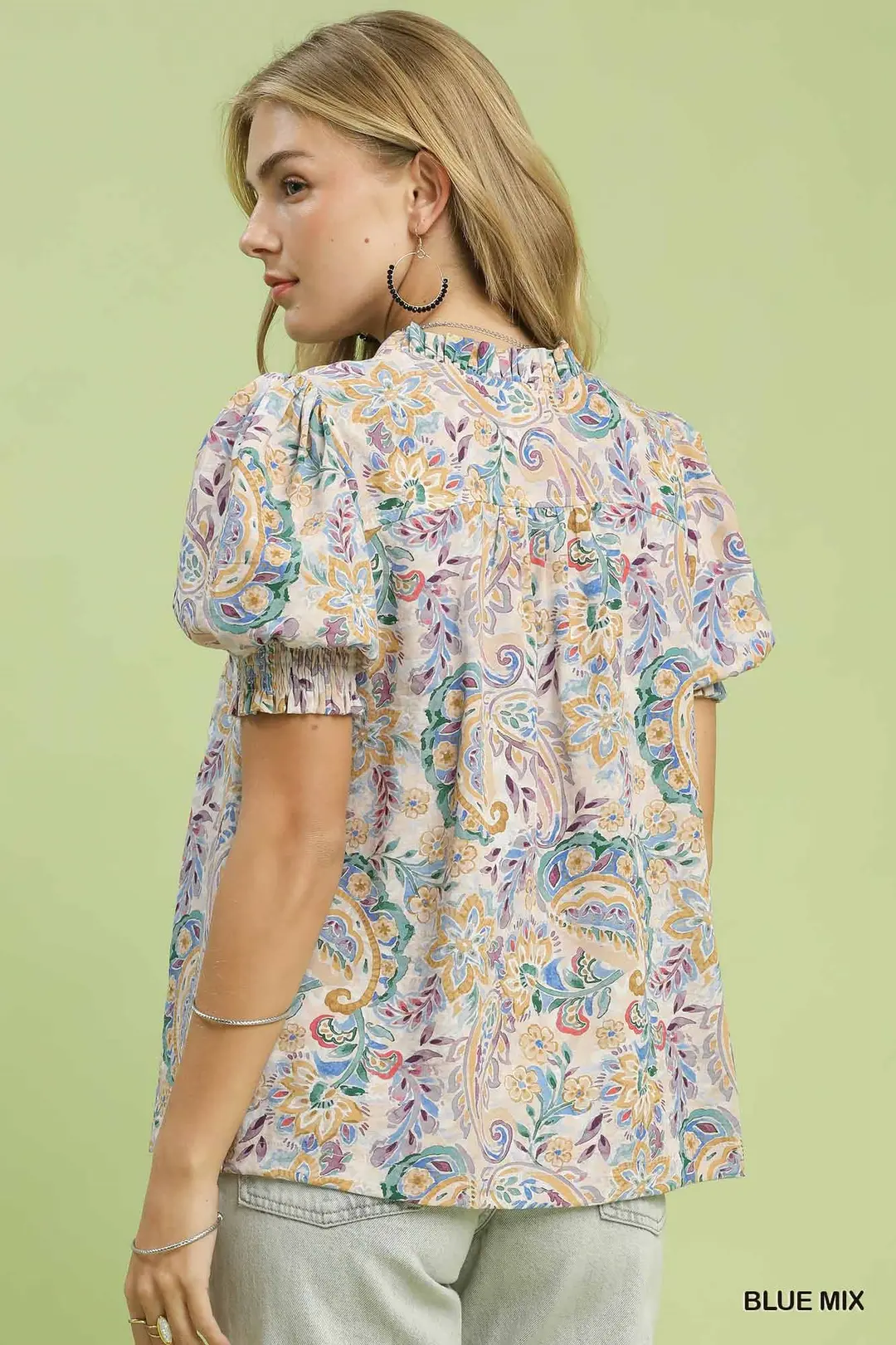 Mix Paisley Floral Button Down Shirt, image 3