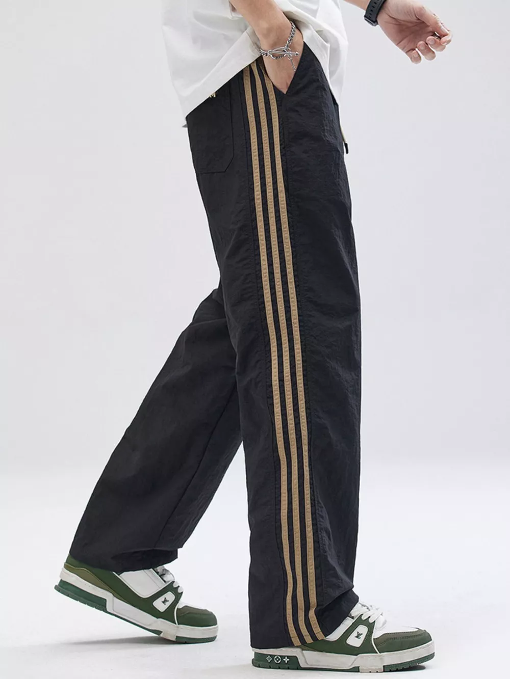 Men's Full Size Side Striped Wide Leg Pants Plus Size, image 5