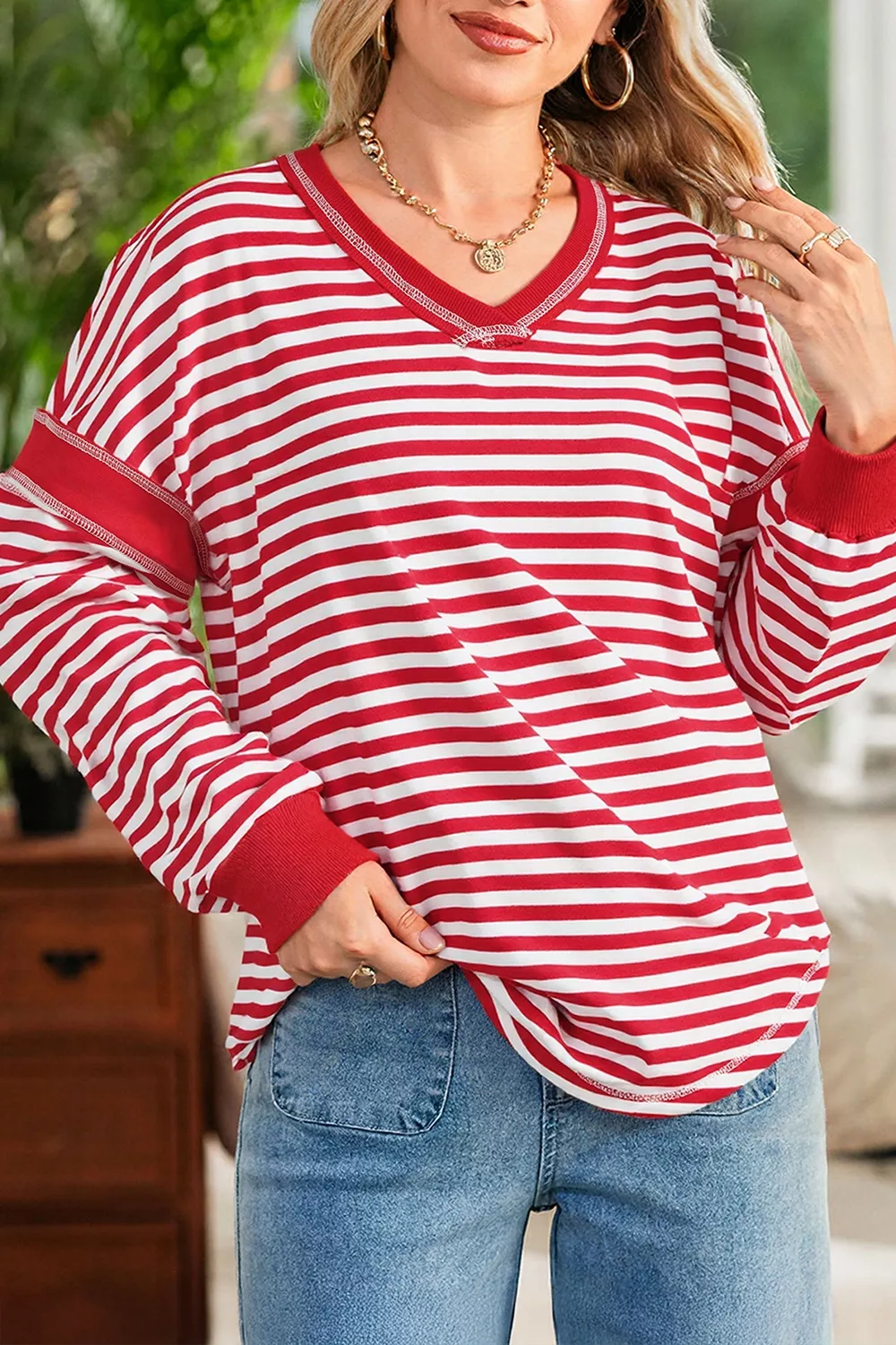 Striped Long Sleeve Casual Sweatshirt