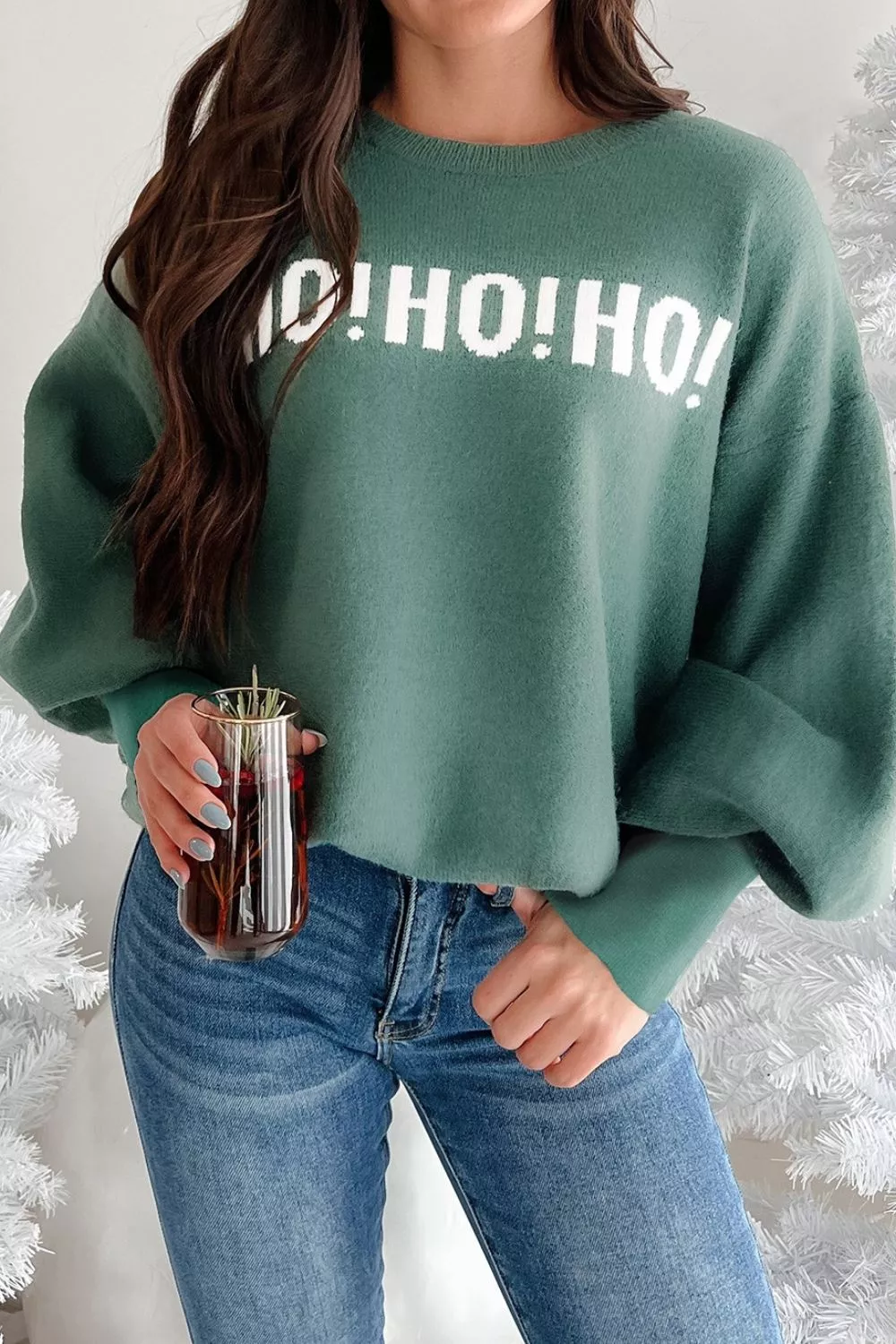 'HO! HO! HO!' Graphic Long Sleeve Sweater