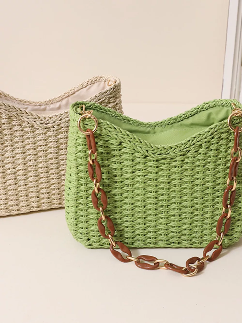Woven Straw Shoulder Bag, image 5