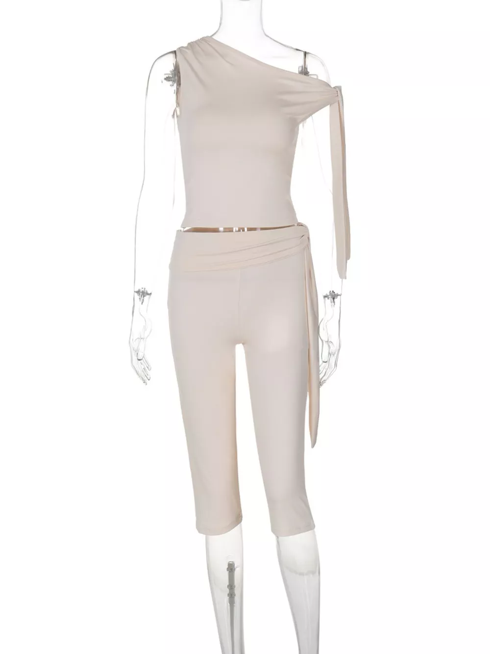 Asymmetrical One-Shoulder Top and Capris Set, image 13
