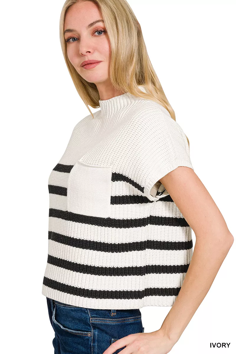 Short Sleeve Stripe Sweater, image 2