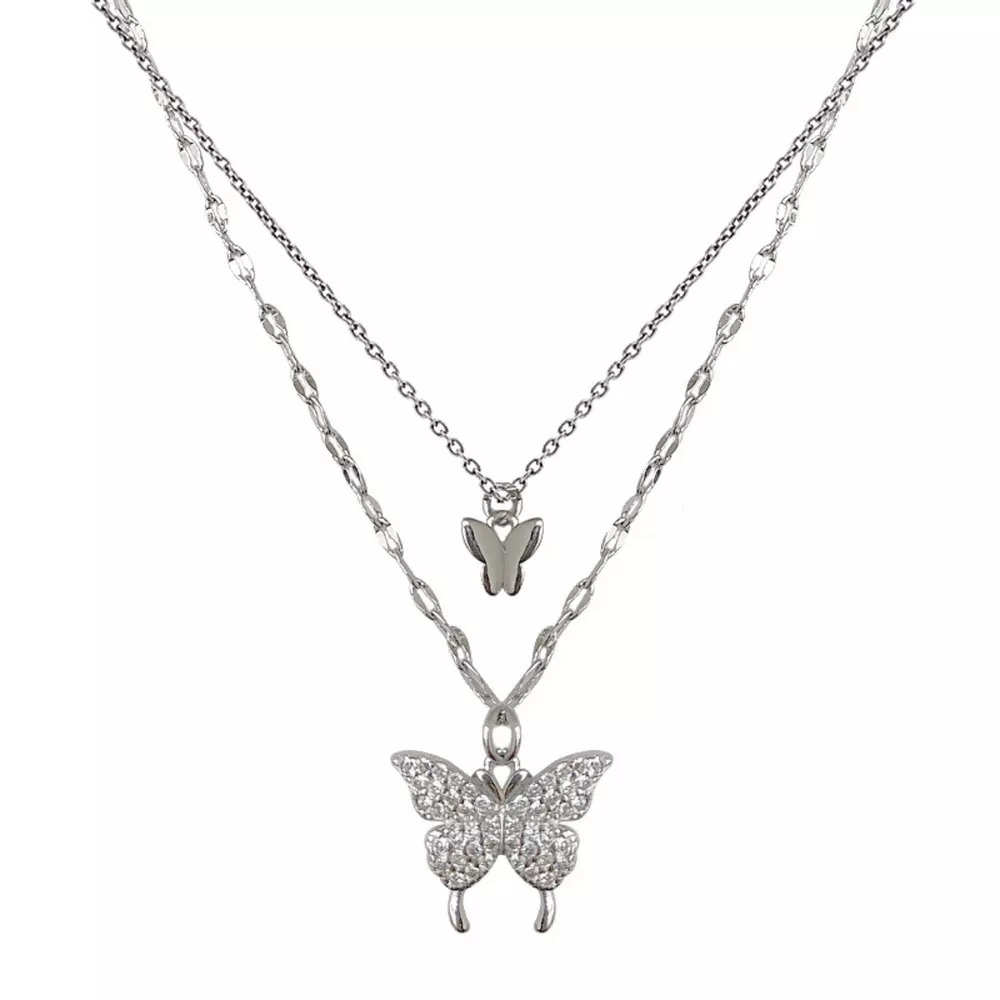 Double Layered Butterfly Necklace, image 6