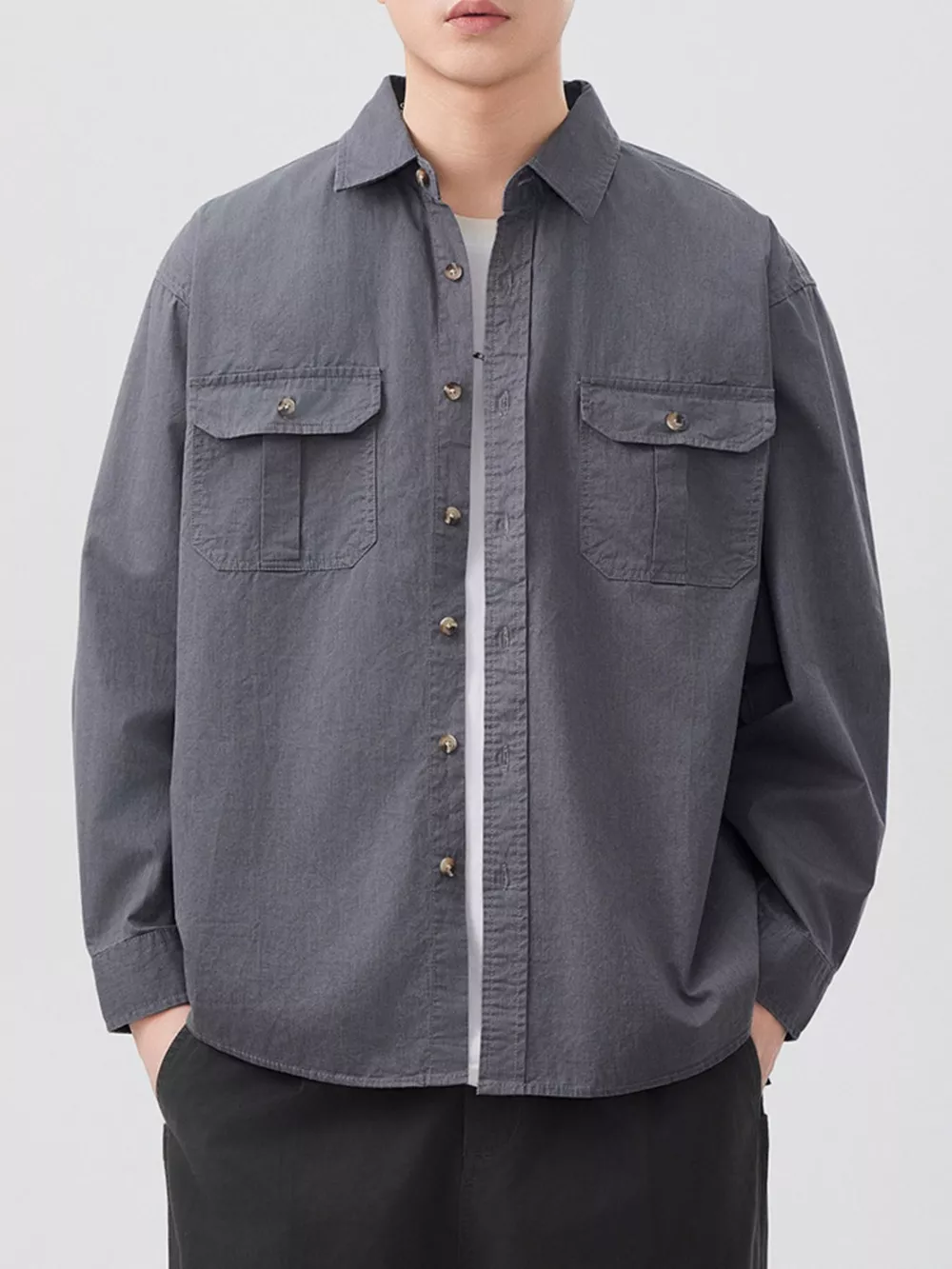 Men's Plus Size Button Up Long Sleeve Shirt, image 4
