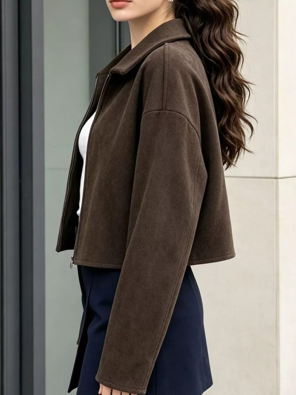 Zip Up Dropped Shoulder Jacket, image 3