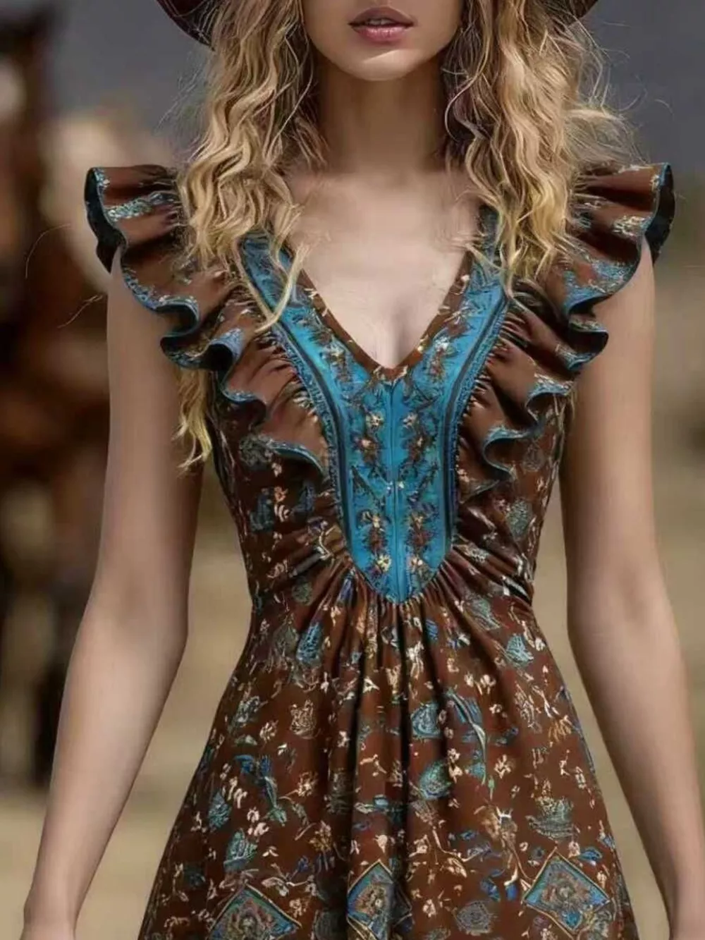 Ruffled V-Neck Mini Dress, image 10