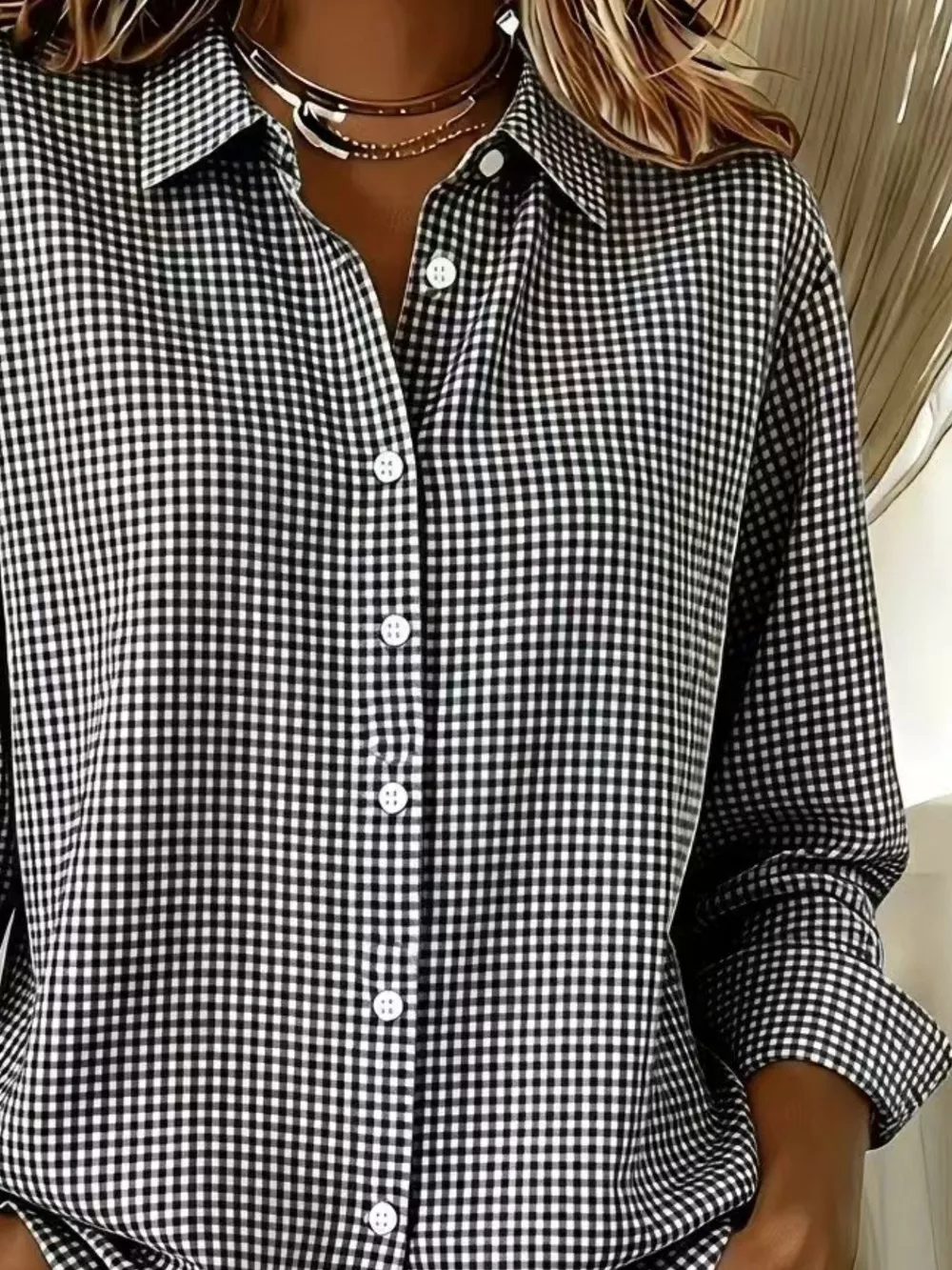 Full Size Plaid Button Up Long Sleeve Shirt Plus Size, image 14