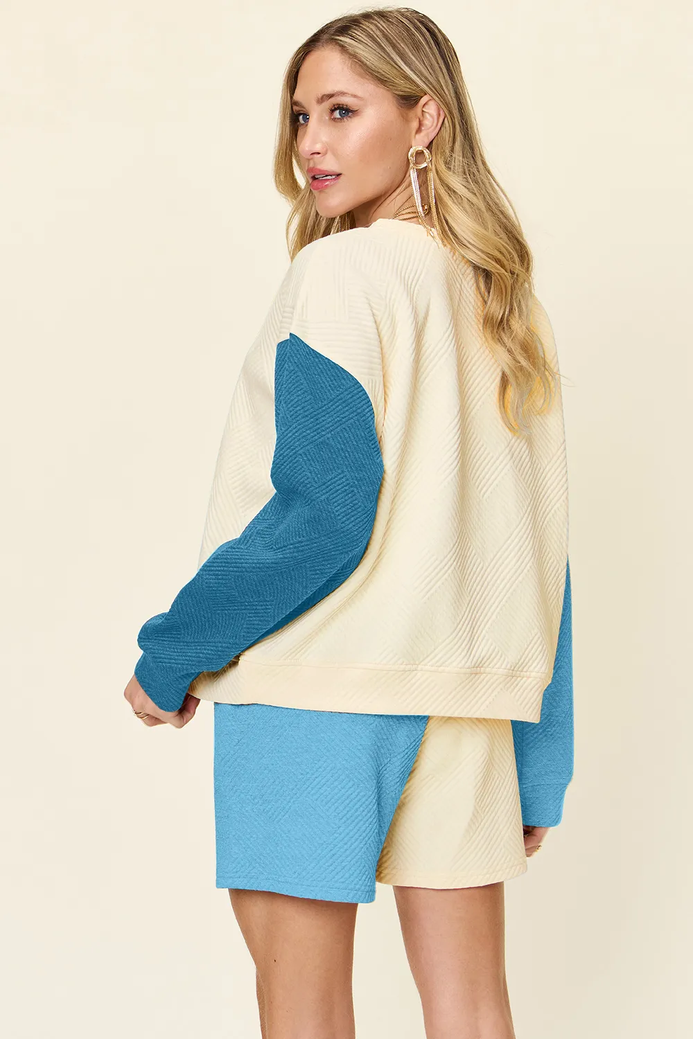 Full Size Contrast Drop Shoulder Top and Shorts Set, image 21