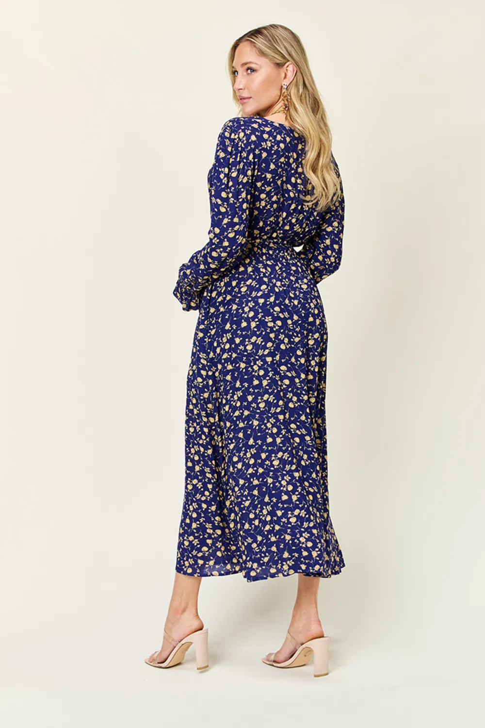 Full Size Tie Back Flounce Sleeve Dress, image 2
